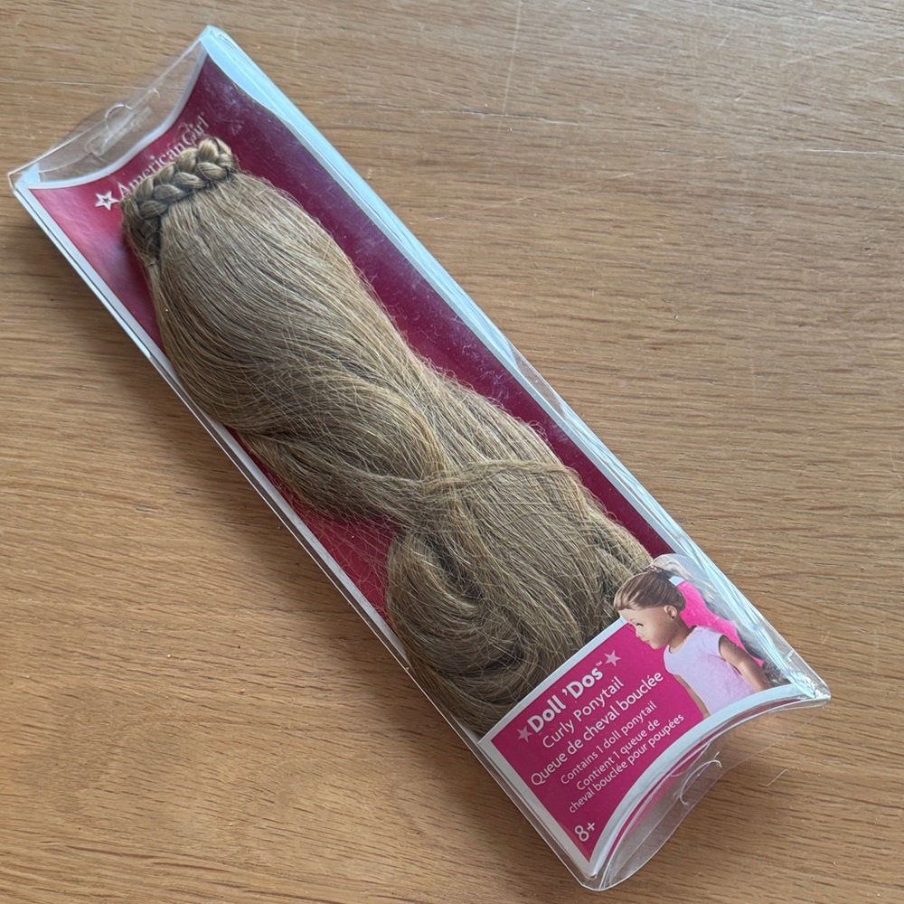 Curly Ponytail Hairpiece for American Girl Doll - caramel - warm light brown